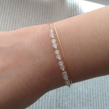 Dainty rose quartz gold filled bracelet,gemstone bracelet,healing crystal bracel - £28.43 GBP
