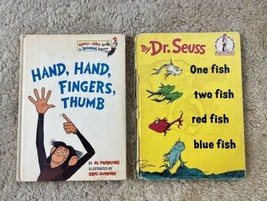 Vintage 1960s Dr Seuss Books Hand Hand Fingers Thumb &amp; One Fish Two Fish - £18.66 GBP