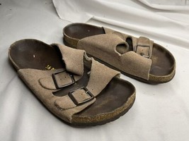 Birkenstock Arizona Taupe suede soft footbed slide sandals size 5.5, EU 36 - £23.74 GBP