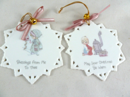 Vtg Precious Moments White Snowflake Christmas Ornaments 1990 Blessings ... - £15.57 GBP