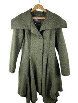 Zac Posen Jacket Coat 4 Wool Overcoat Drapey Dk Green Military Land Girl... - $149.24