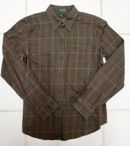 Ralph Lauren Lrl Plaid Blouse Shirt Top L/S Initial Pocket Brown Women&#39;s M - £25.80 GBP