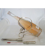 VINTAGE FRENCH WINE BOTTLE HOLDER with GRAPE CLUSTER INSIGNIA + WINE THERMOMETER - $4.95
