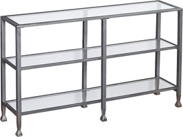 Southern Enterprises Jaymes 3 Tier Glass Console Media Table, Silver Frame - £149.93 GBP