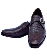 Royal Genuine Crocodile Leather Tawny Port Single Monk Strap Men Formal ... - $1,641.23 CAD