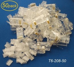 50-Pack Cat6 Rj45 Plugs With Inserts For Solid Utp Ethernet Cable, - £20.36 GBP