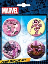 Marvel Comics Gwenpool Comic Art Images Round Button Set of 4 NEW MINT ON CARD - £4.01 GBP