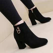 Heeled Ankle Boots for Women Autumn Winter Booties Woman Fashion Female Black Hi - £31.38 GBP