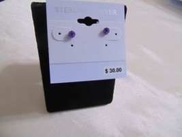 Department Store 4mm Sterling Silver Purple Ball Stud Earrings E470 - $14.39