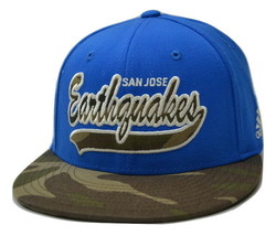 San Jose Earthquakes Adidas MLS Team Flex Fit Camo Flat Bill  Hat Soccer Cap - $23.95