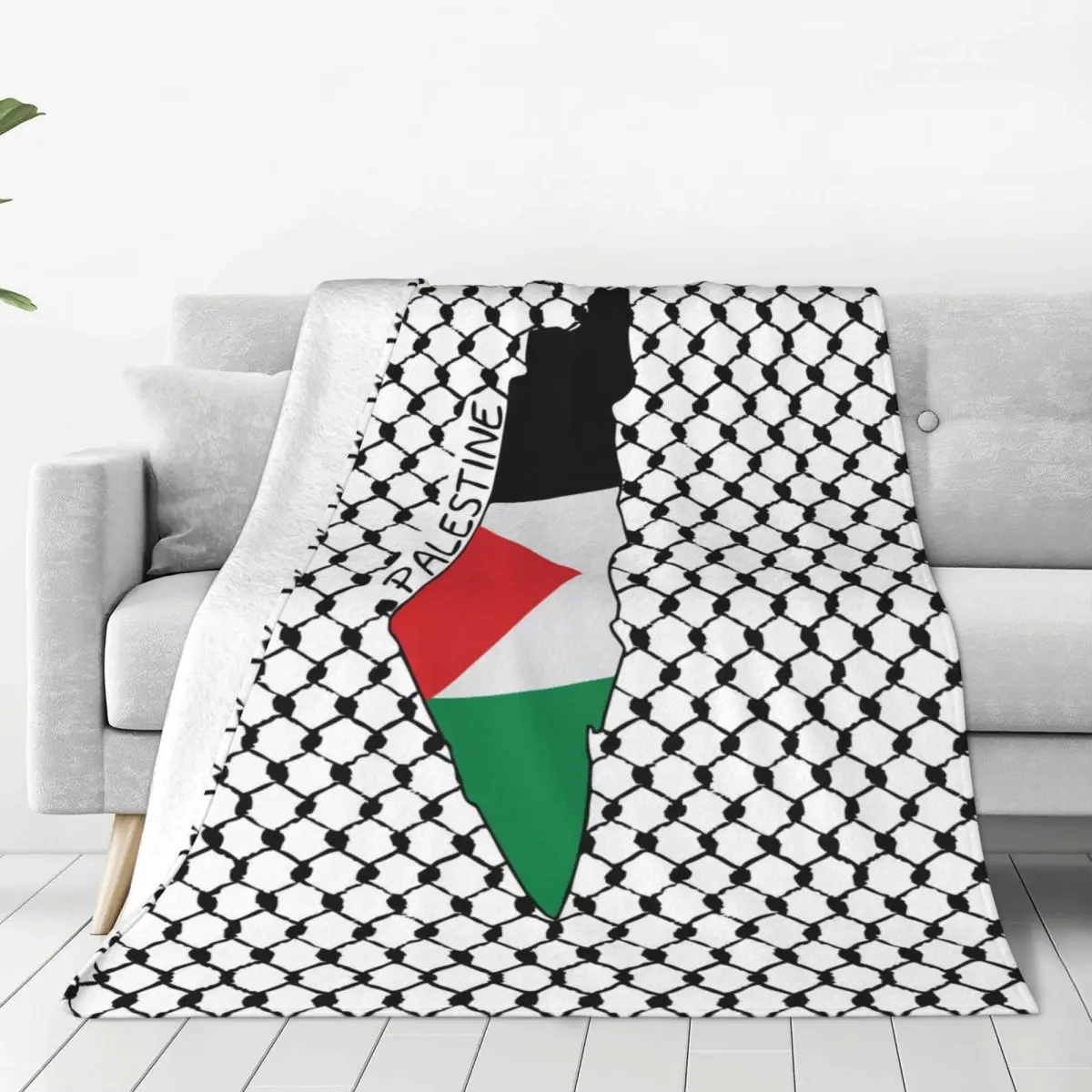 Palestine Map Palestinian Kufiya Hatta Blankets Coral Fleece Plush Traditional - £18.93 GBP+