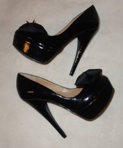 Penny Loves KENNY-Fay Black Bow And Spikes Platforms Heels Shoes- Sz 6 M New - £48.50 GBP