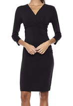 NWT Lark &amp; Ro Women&#39;s Crepe Knit Cross-Over Empire Wrap Dress Black Size 0 - £11.16 GBP