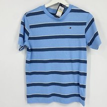 Tommy Hilfiger T-shirt M 12/14 striped short sleeve blue crew neck shirt NEW - $19.80