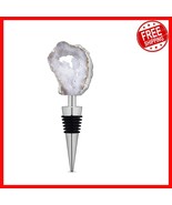 Airtight White Geode Crystal Wine Stopper for Standard Bottles - Set of 1 - $394.27 MXN