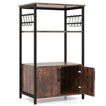 3-Tier Kitchen Baker's Rack with Cabinet and 2 Open Shelves-Brown - Color: Brown - $205.32 CAD