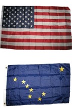 2x3 2&#39;x3&#39; Wholesale Lot Combo: USA American w/ State of Alaska Flag - £7.54 GBP
