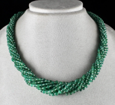 Natural Zambian Emerald Pearl Beads Round 10 Line 370 Carats Gemstone Necklace - £2,216.64 GBP