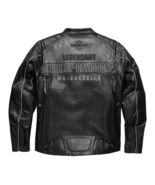 Harley Davidson Men&#39;s Votary Color blocked Black Leather Motorcycle Jacket - £94.39 GBP