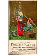 Advertising Trade Card Frear&#39;s Bazaar Christmas Holiday &amp; Gift SaleTroy ... - $7.87