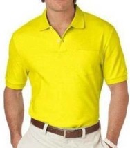 Mens Polo Shirt Chaps Short Sleeve Yellow Pique Side Vented 2 Button Placket- S - £11.68 GBP