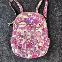 Vera Bradley Backpack Paisley Meets Plaid Medium *Monogrammed* Euc Pink - £9.85 GBP