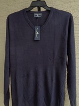 Harbor Island M Sweater  L/S V Neck Lighter Weight Fine Ribbed Knit Navy - $11.87