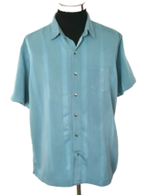 Van Heusen Men&#39;s Size X-Large Shirt Aqua Teal Aloha Island Casual 17-17 1/2 - £11.86 GBP