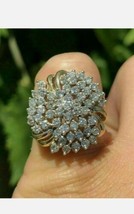 2.20CT Imitación Anillo Pedida Diamante Cluster Mujer 14k Oro Amarillo Chapado - £56.59 GBP
