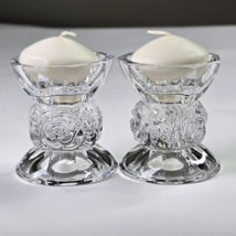 Two (2) RCR Royal Crystal Rock Candle Holders Rose Taper 24% Italian Made Italy - £16.64 GBP