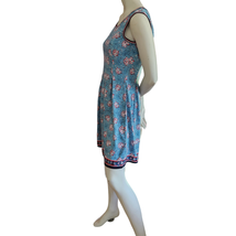 Max Studio Sleeveless Dress Women&#39;s Medium Blue Multicolor Floral Knee Length - £17.38 GBP