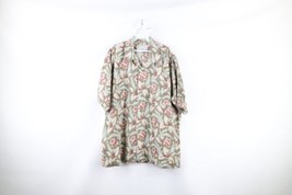 Vtg 90s American Eagle Outfitters Mens Large Linen Flower Hawaiian Button Shirt - £47.58 GBP
