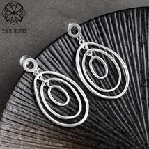 Silver Color Stud Earrings for Women Jewelry Geometric Metal Fashion Wholesale W - £8.24 GBP