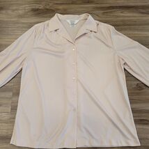 VTG Sears Blouse Top Womens 40 Long Sleeve Button Up Cream Beige Polyest... - $19.79