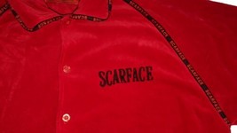 Vintage Scarface Universal Studios XL Short Sleeves Red Velour button-Up... - £75.93 GBP