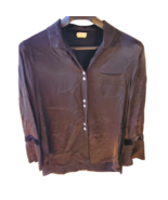 Two Star Dog Women&#39;s Black Blouse Velvet Trim Bell Sleeves Size L Bember... - $41.06 CAD