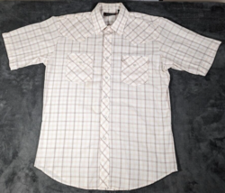 Roper Shirt Men&#39;s White Plaid Pearl Snap Western Cowboy Short Sleeve Siz... - $17.56