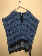 Ellen Tracy Poncho Style Top Blouse Blue Top  sz S NEW - $33.00