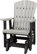 Adirondack Glider Chair - Light Gray &amp; Black Fan Back All-Season Poly Chair Usa - £474.49 GBP