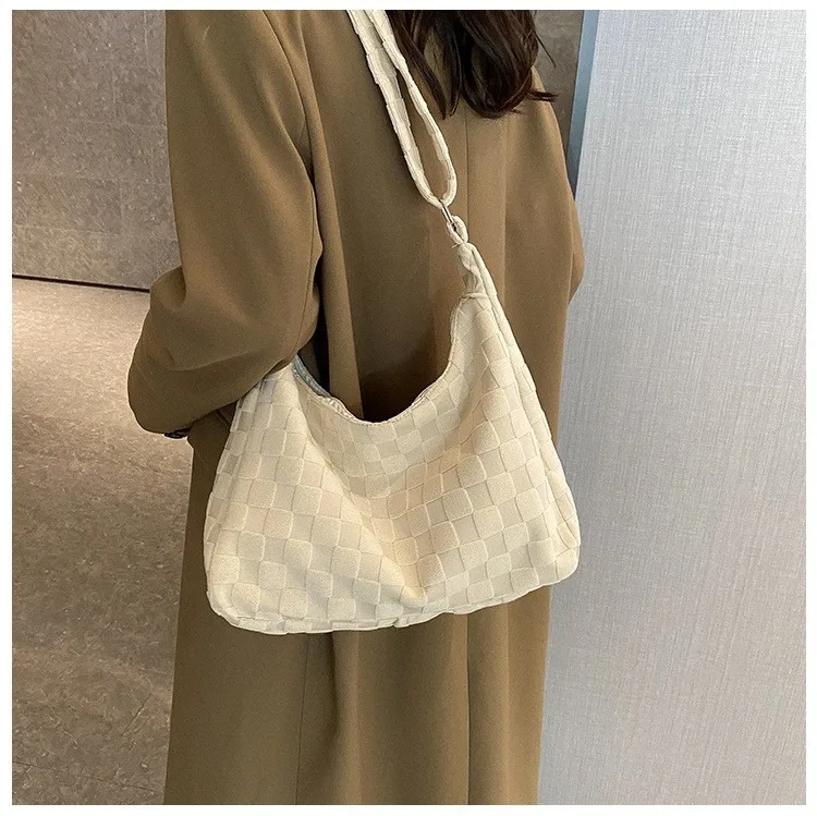 Sbody bag short plush shoulder bag fashion lattice messenger sweet soft bag casual hand thumb200