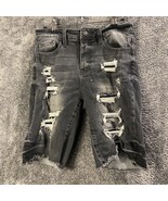 Kancan Jean Shorts Womens 27 Black Denim Distressed High Rise Cutoff Raw... - $3.88