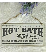 Hot Bath Spurs Western Bathroom Rustic Wood Sign Farmhouse Twine - £6.38 GBP