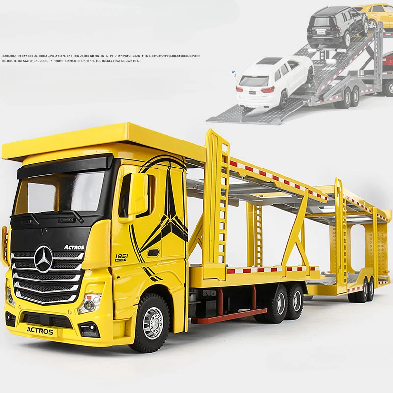 1:24 Scale Mercedes Benz Double-layer Flat-plate Transport -YELLOW NO SMALL CAR - $91.46