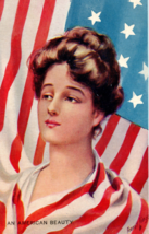 Ernest Linzell Patriotic Postcard American Beauty WWI Era Flag Lady Woman - £12.74 GBP
