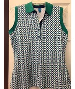 NWT Ladies GG BLUE Bermuda Green &amp; Navy GOLF Sleeveless Polo Shirt - SMALL - $551.89 MXN