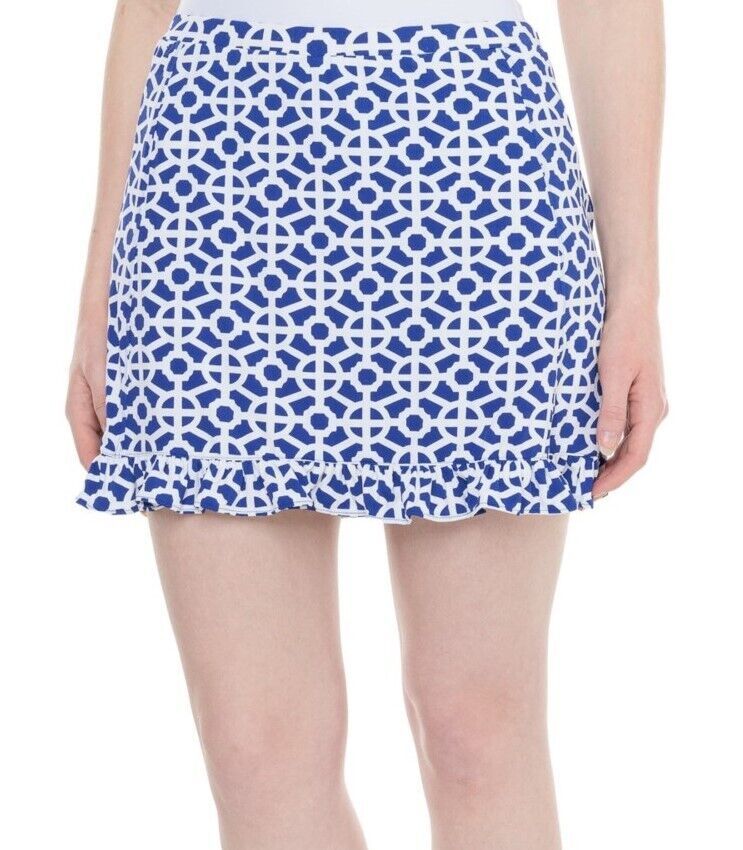 NWT G LIFESTYLE HIGHLAND NAVY BLUE & WHITE RUFFLE HEM SKORT S & M