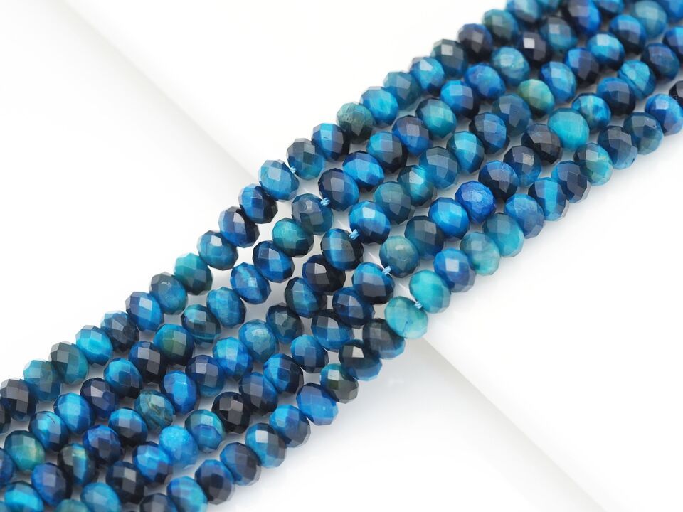 Blue Tiger Eye - 2x4/4x6/5x8/6x10/8x12mm Rondelle Faceted Beads - Sku#UA295
