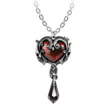 Alchemy Gothic Petite Affair du Coeur Pendant Red Heart Skulls Necklace ... - $31.95