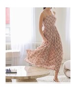 Blu Pepper Dress Large Printed Adjustable Straps Back Tie Mauve Tiered L... - $34.43 CAD