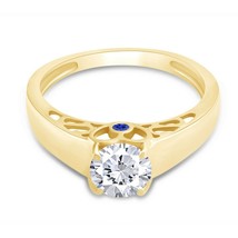 1.75CT Simulated Diamond Solitaire Engagement Ring 14k Yellow Gold Plated Silver - £66.09 GBP